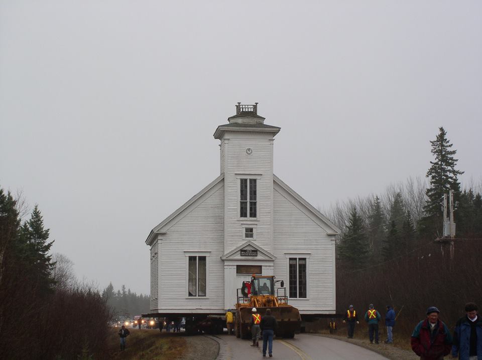 Church in the Barra Strait on a barge